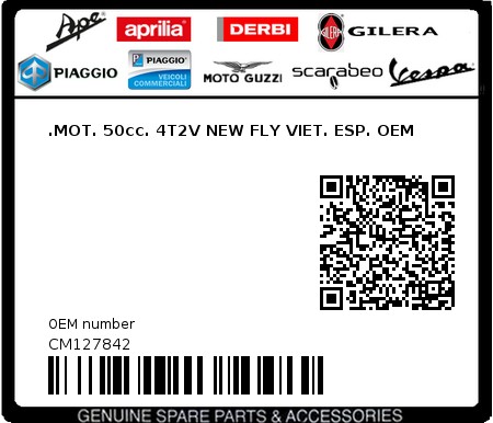 Product image: Piaggio - CM127842 - .MOT. 50cc. 4T2V NEW FLY VIET. ESP. OEM  0