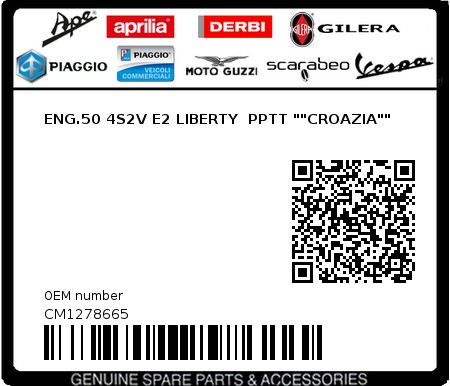 Product image: Piaggio - CM1278665 - ENG.50 4S2V E2 LIBERTY  PPTT ""CROAZIA""  0