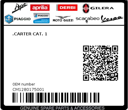 Product image: Piaggio - CM1280175001 - .CARTER CAT. 1  0