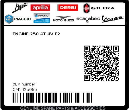 Product image: Piaggio - CM1425065 - ENGINE 250 4T 4V E2  0
