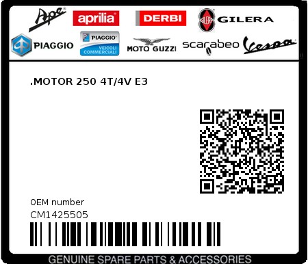Product image: Piaggio - CM1425505 - .MOTOR 250 4T/4V E3  0