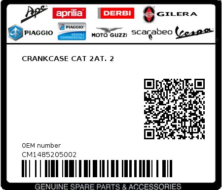 Product image: Piaggio - CM1485205002 - CRANKCASE CAT 2AT. 2  0