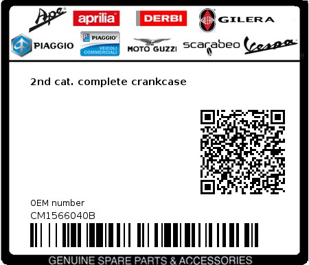 Product image: Piaggio - CM1566040B - 2nd cat. complete crankcase  0