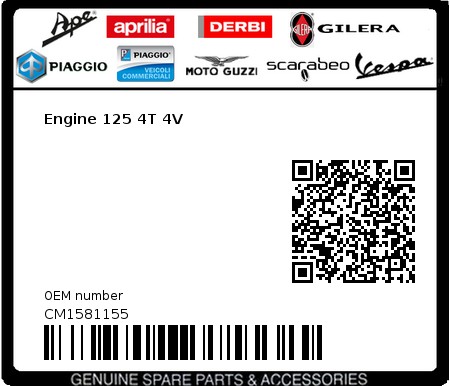 Product image: Piaggio - CM1581155 - Engine 125 4T 4V  0