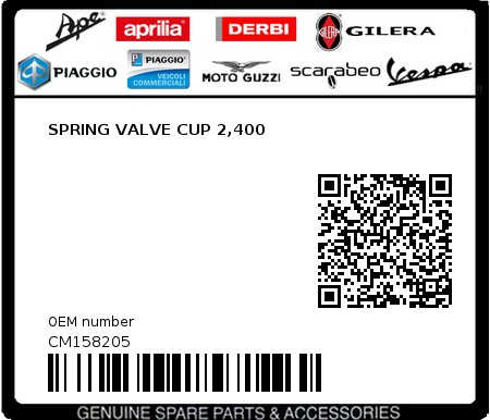 Product image: Piaggio - CM158205 - SPRING VALVE CUP 2,400  0