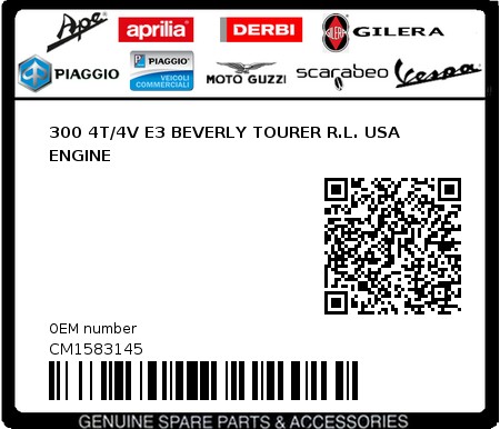 Product image: Piaggio - CM1583145 - 300 4T/4V E3 BEVERLY TOURER R.L. USA ENGINE  0