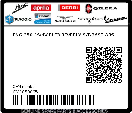 Product image: Piaggio - CM1659065 - ENG.350 4S/4V EI E3 BEVERLY S.T.BASE-ABS  0