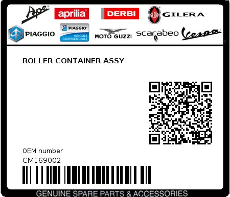 Product image: Piaggio - CM169002 - ROLLER CONTAINER ASSY  0