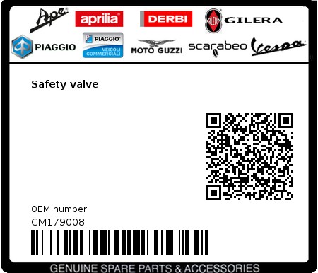 Product image: Piaggio - CM179008 - Safety valve  0