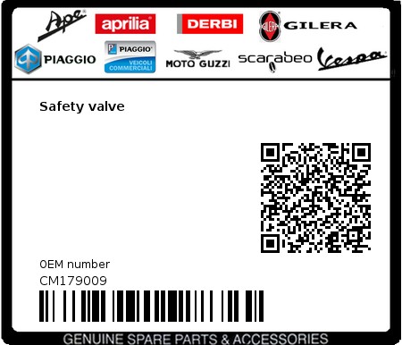Product image: Piaggio - CM179009 - Safety valve  0