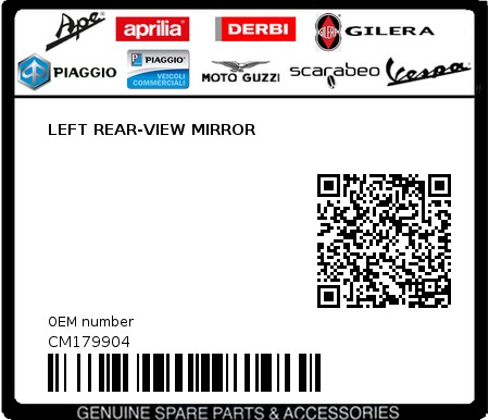Product image: Piaggio - CM179904 - LEFT REAR-VIEW MIRROR  0