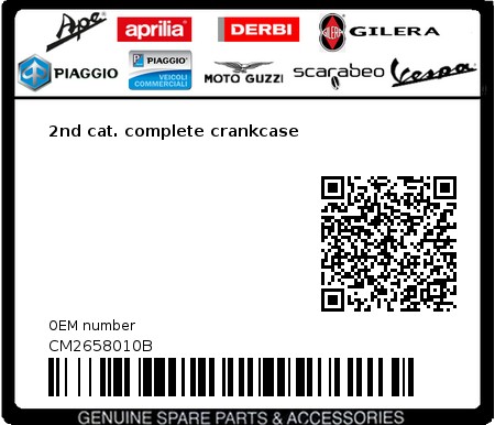 Product image: Piaggio - CM2658010B - 2nd cat. complete crankcase  0