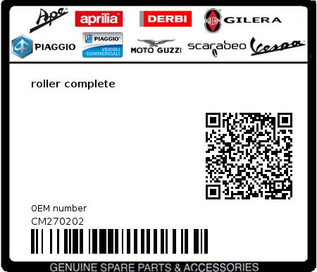 Product image: Piaggio - CM270202 - roller complete  0