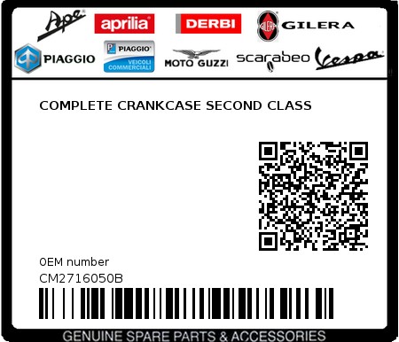 Product image: Piaggio - CM2716050B - COMPLETE CRANKCASE SECOND CLASS  0
