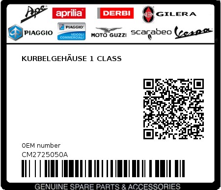 Product image: Piaggio - CM2725050A - KURBELGEHÄUSE 1 CLASS  0