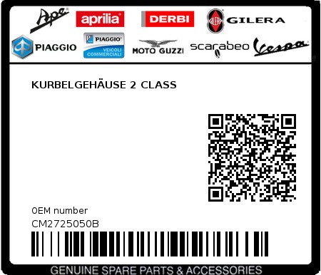 Product image: Piaggio - CM2725050B - KURBELGEHÄUSE 2 CLASS  0