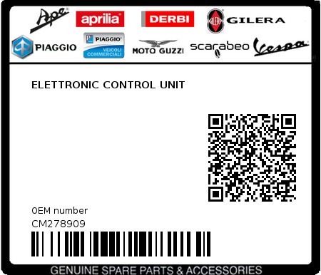 Product image: Piaggio - CM278909 - ELETTRONIC CONTROL UNIT  0
