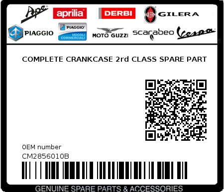 Product image: Piaggio - CM2856010B - COMPLETE CRANKCASE 2rd CLASS SPARE PART  0