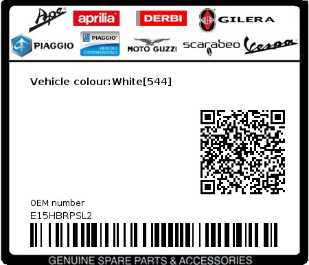 Product image: Piaggio - E15HBRPSL2 - Vehicle colour:White[544]  0