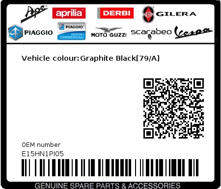 Product image: Piaggio - E15HN1PI05 - Vehicle colour:Graphite Black[79/A]  0