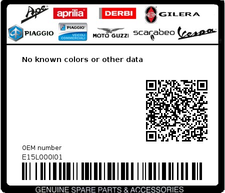Product image: Piaggio - E15L000I01 - No known colors or other data  0