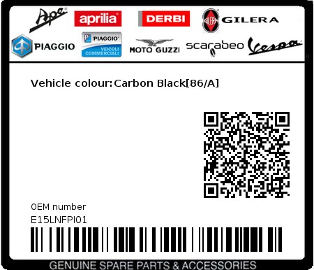 Product image: Piaggio - E15LNFPI01 - Vehicle colour:Carbon Black[86/A]  0