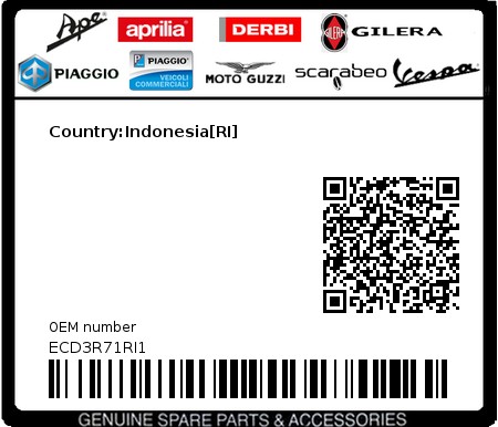 Product image: Piaggio - ECD3R71RI1 - Country:Indonesia[RI]  0