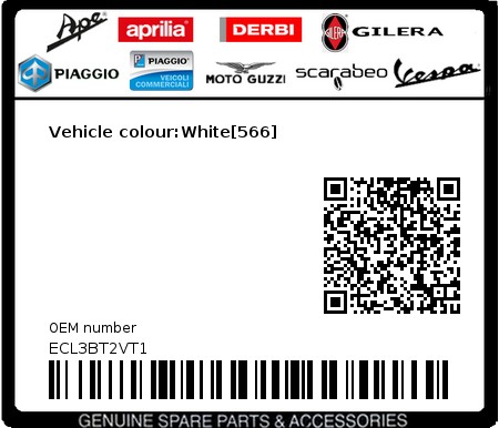 Product image: Piaggio - ECL3BT2VT1 - Vehicle colour:White[566]  0