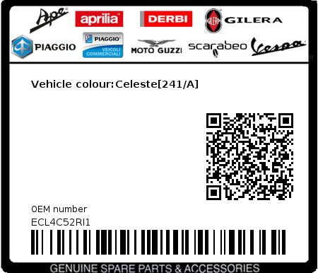 Product image: Piaggio - ECL4C52RI1 - Vehicle colour:Celeste[241/A]  0