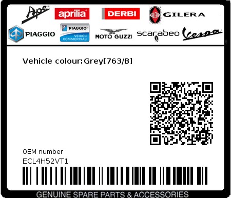 Product image: Piaggio - ECL4H52VT1 - Vehicle colour:Grey[763/B]  0