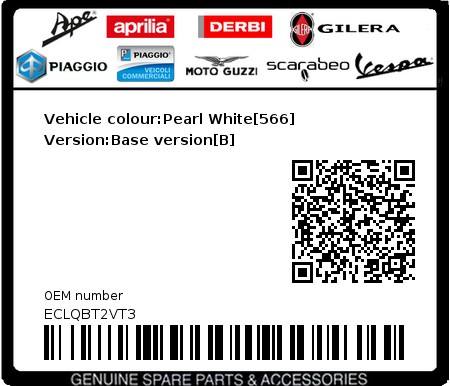 Product image: Piaggio - ECLQBT2VT3 - Vehicle colour:Pearl White[566]   Version:Base version[B]  0