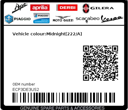 Product image: Piaggio - ECP3DE3US2 - Vehicle colour:Midnight[222/A]  0