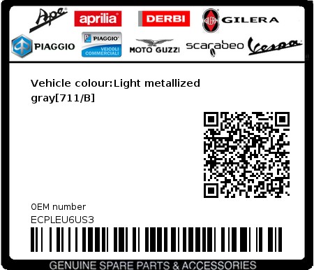 Product image: Piaggio - ECPLEU6US3 - Vehicle colour:Light metallized gray[711/B]  0