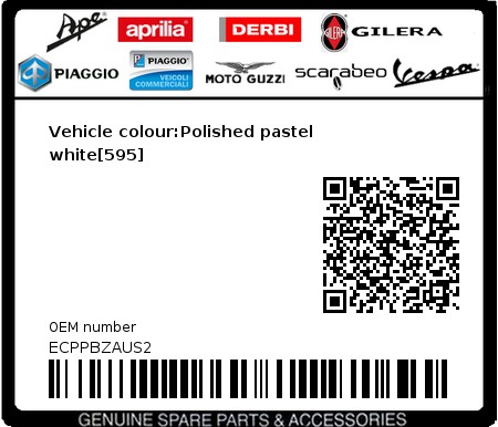 Product image: Piaggio - ECPPBZAUS2 - Vehicle colour:Polished pastel white[595]  0