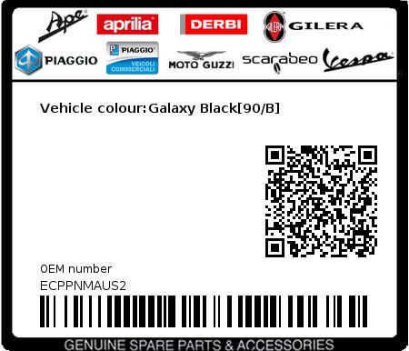 Product image: Piaggio - ECPPNMAUS2 - Vehicle colour:Galaxy Black[90/B]  0