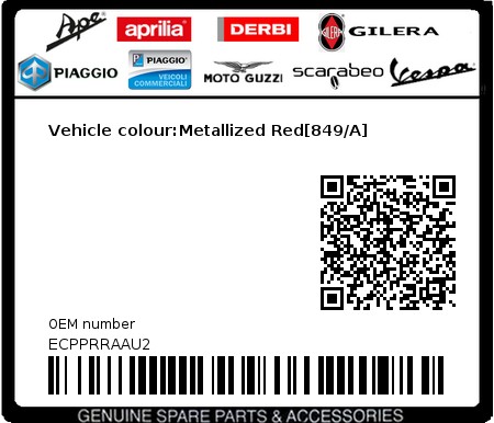 Product image: Piaggio - ECPPRRAAU2 - Vehicle colour:Metallized Red[849/A]  0