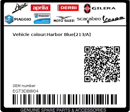 Product image: Piaggio - EGT3DB8I04 - Vehicle colour:Harbor Blue[213/A]  0