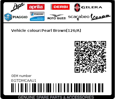 Product image: Piaggio - EGTDMCAAU1 - Vehicle colour:Pearl Brown[126/A]  0