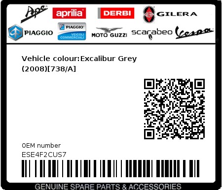 Product image: Piaggio - ESE4F2CUS7 - Vehicle colour:Excalibur Grey (2008)[738/A]  0