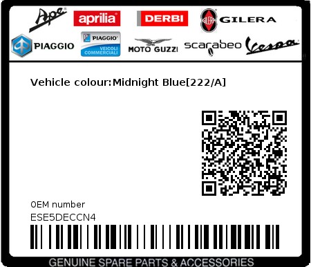 Product image: Piaggio - ESE5DECCN4 - Vehicle colour:Midnight Blue[222/A]  0