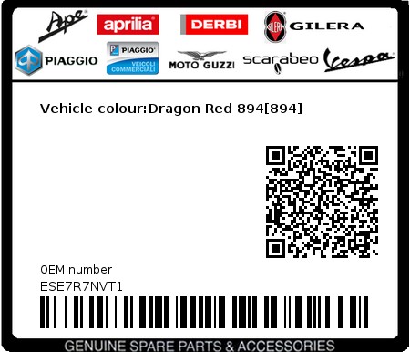Product image: Piaggio - ESE7R7NVT1 - Vehicle colour:Dragon Red 894[894]  0