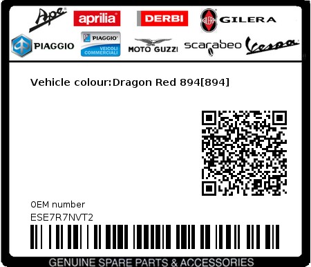 Product image: Piaggio - ESE7R7NVT2 - Vehicle colour:Dragon Red 894[894]  0