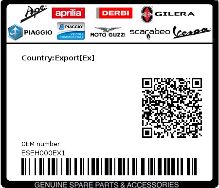 Product image: Piaggio - ESEH000EX1 - Country:Export[Ex]  0