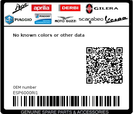 Product image: Piaggio - ESP6000RI1 - No known colors or other data  0