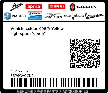 Product image: Piaggio - ESP6GHCCN5 - Vehicle colour:908/A Yellow Lightspeed[908/A]  0