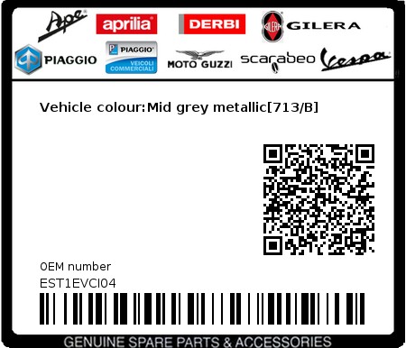 Product image: Piaggio - EST1EVCI04 - Vehicle colour:Mid grey metallic[713/B]  0