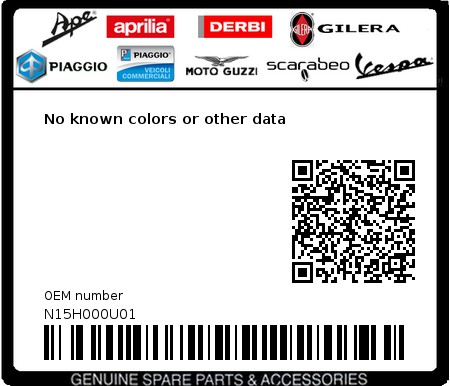 Product image: Piaggio - N15H000U01 - No known colors or other data  0