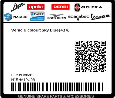 Product image: Piaggio - N15HA1PU03 - Vehicle colour:Sky Blue[424]  0