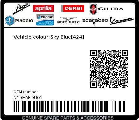 Product image: Piaggio - N15HAFDU01 - Vehicle colour:Sky Blue[424]  0