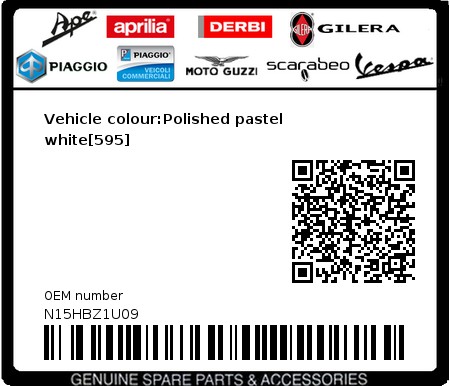 Product image: Piaggio - N15HBZ1U09 - Vehicle colour:Polished pastel white[595]  0